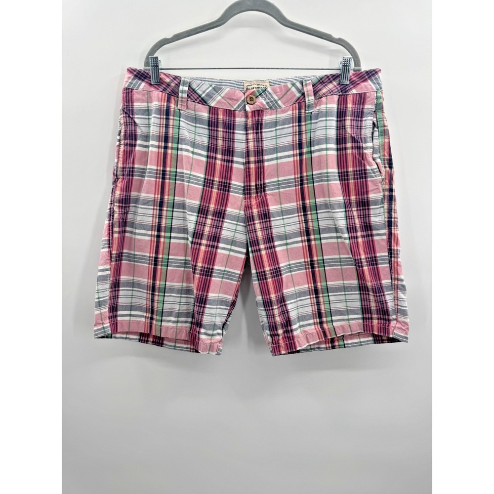 Olde School Brand Mens Shorts 38 Pink Green Madras Plaid Golf East Coast Preppy